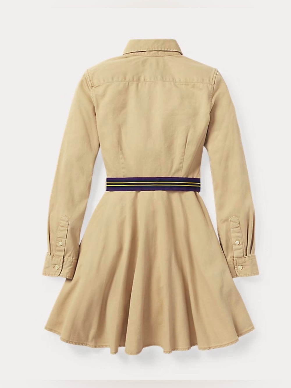 Ralph Lauren Girls Belted Cotton Chino Shirtdress (Size: 12) - Picture 3 of 9